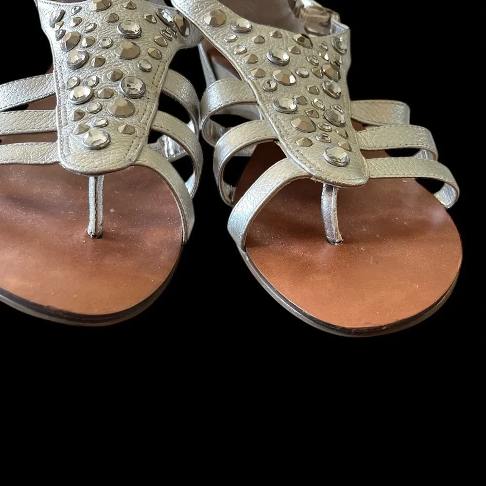 Fergie Pre-Loved Silver Sandals with Metallic Studded Embellishments